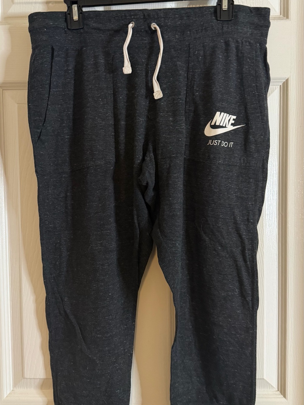 Nike Black Heather Jogger Capris with White Logo
